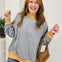 Striped Mock Neck Drop Shoulder Pullover