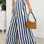 Striped Cuffed Wide Leg Pants- White/Navy