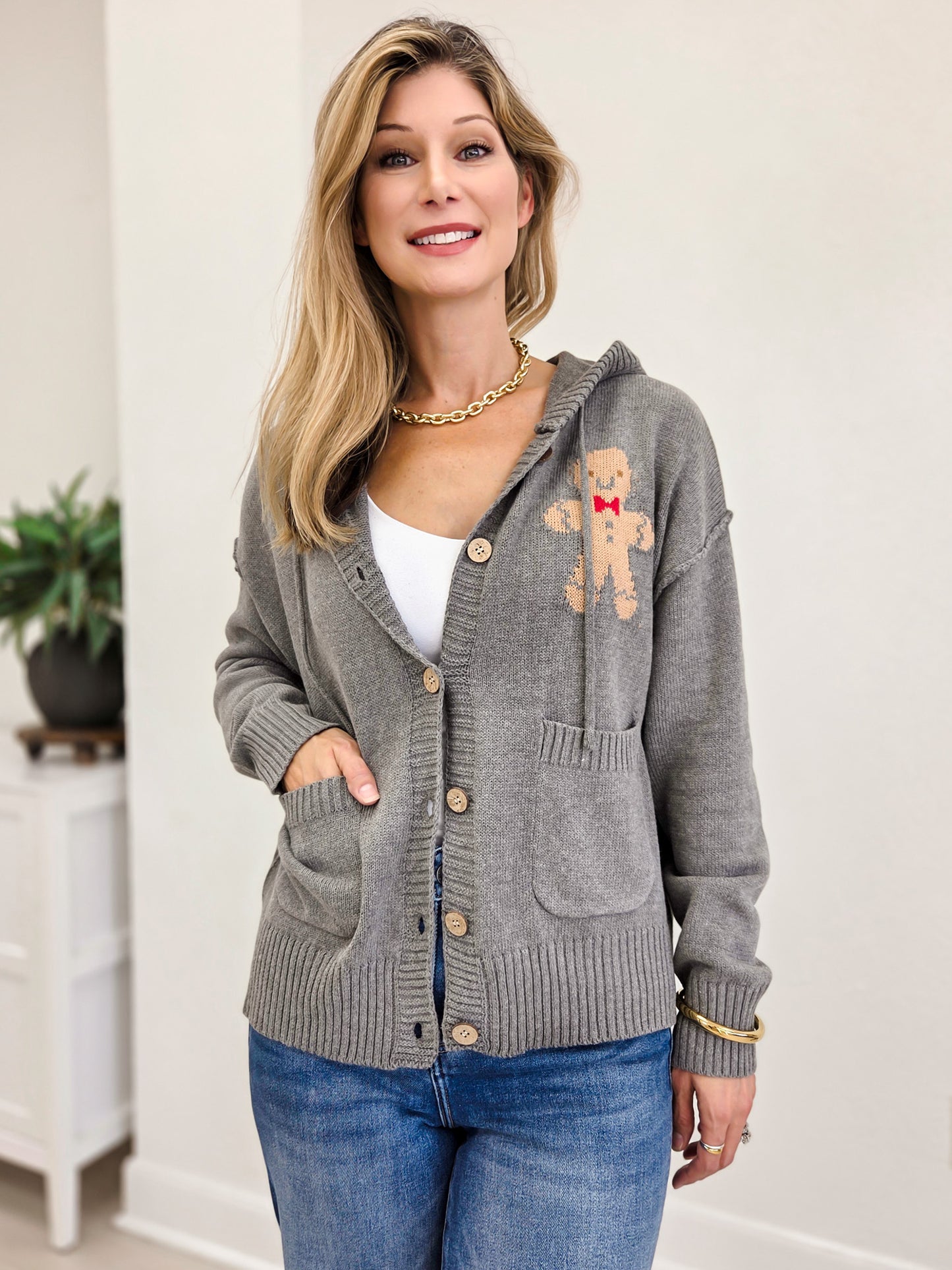 Gingerbread Hoodie Cardigan