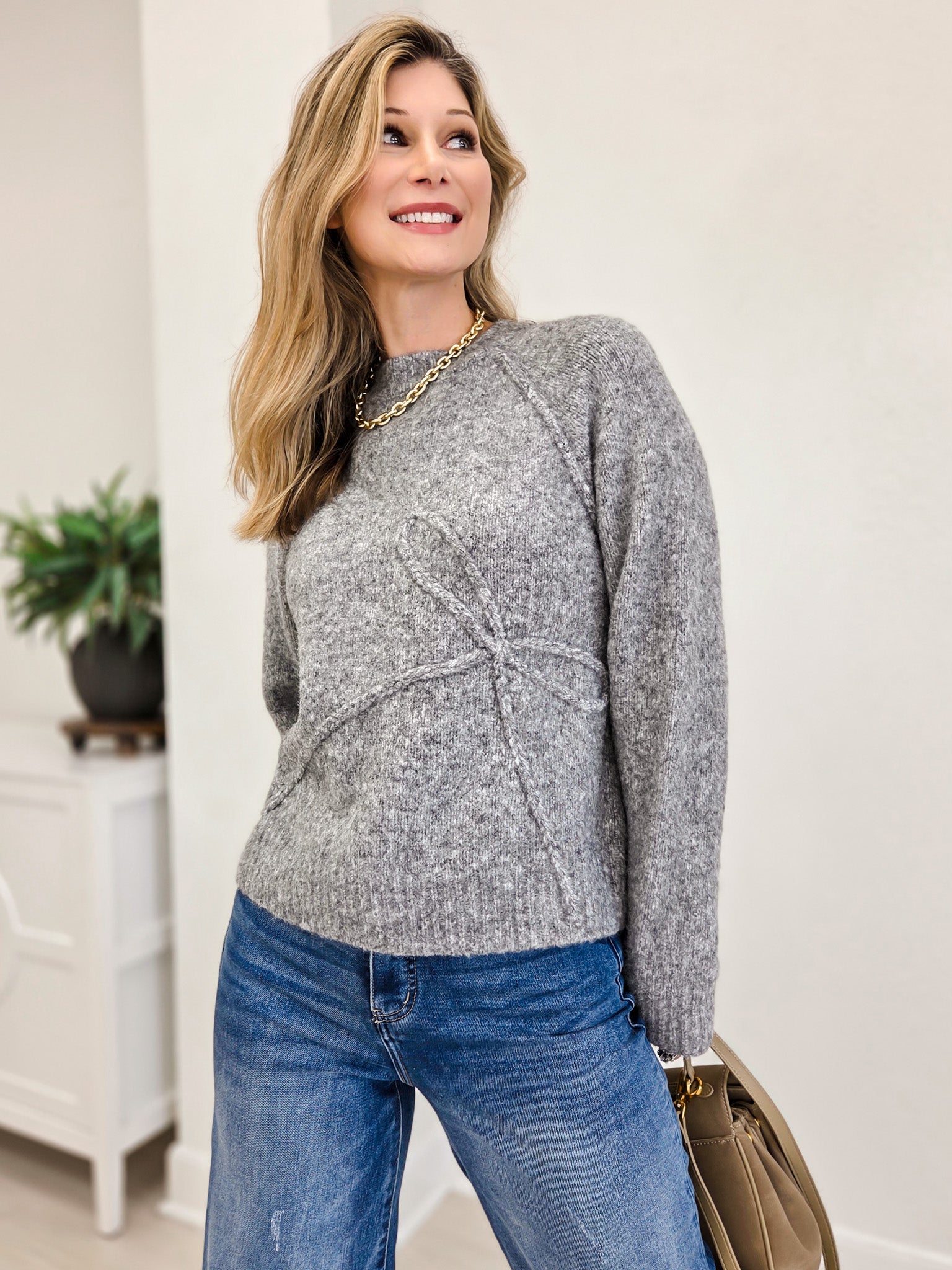 Ribbon Patched Cashmere Sweater