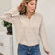 Striped Crew Neck Long Sleeve Top With Button Details
