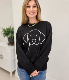 Dog Graphic Crew Neck Long Sleeve Sweater