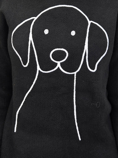 Dog Graphic Crew Neck Long Sleeve Sweater