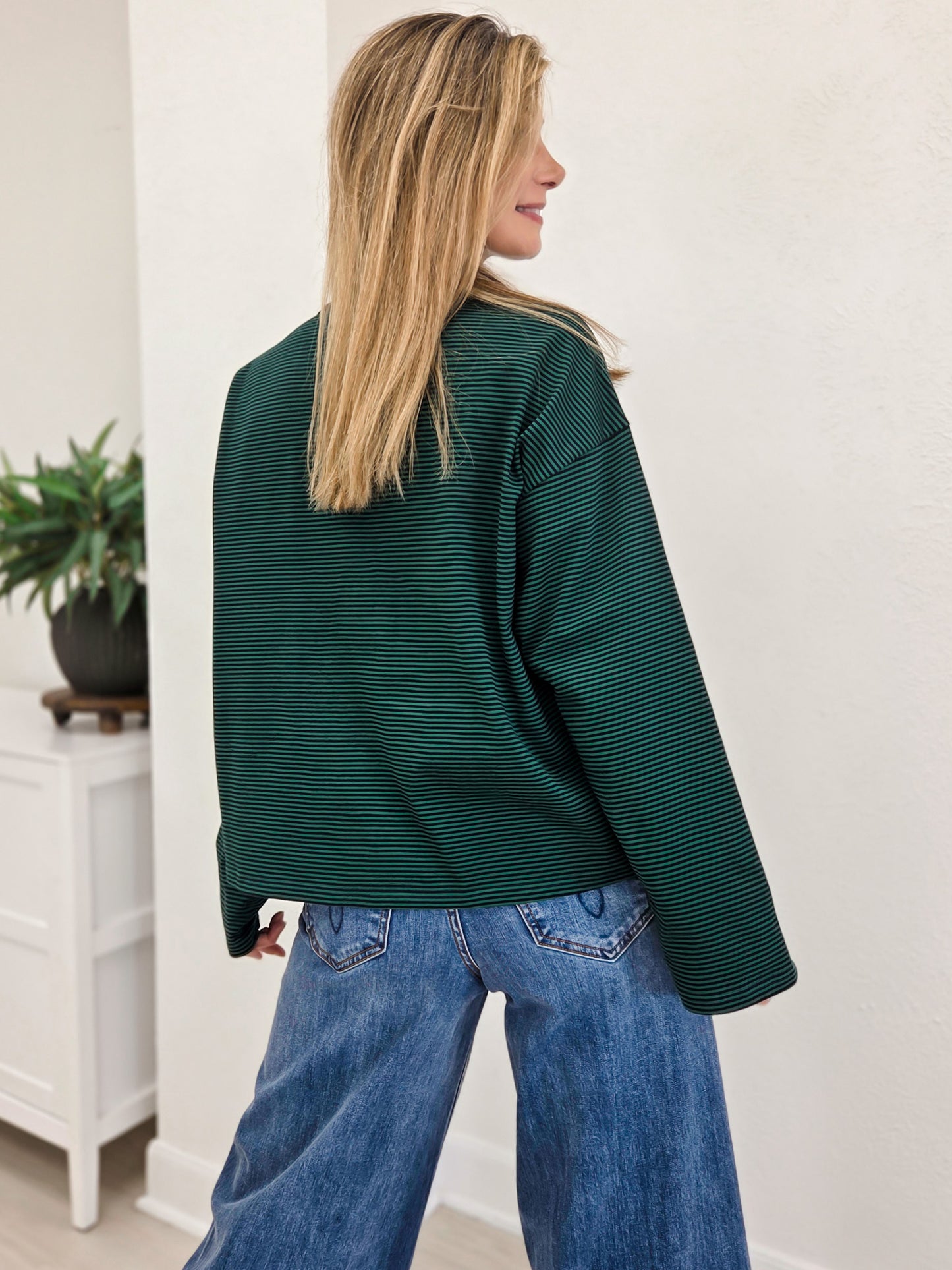 Long Sleeve Striped Knit Tee