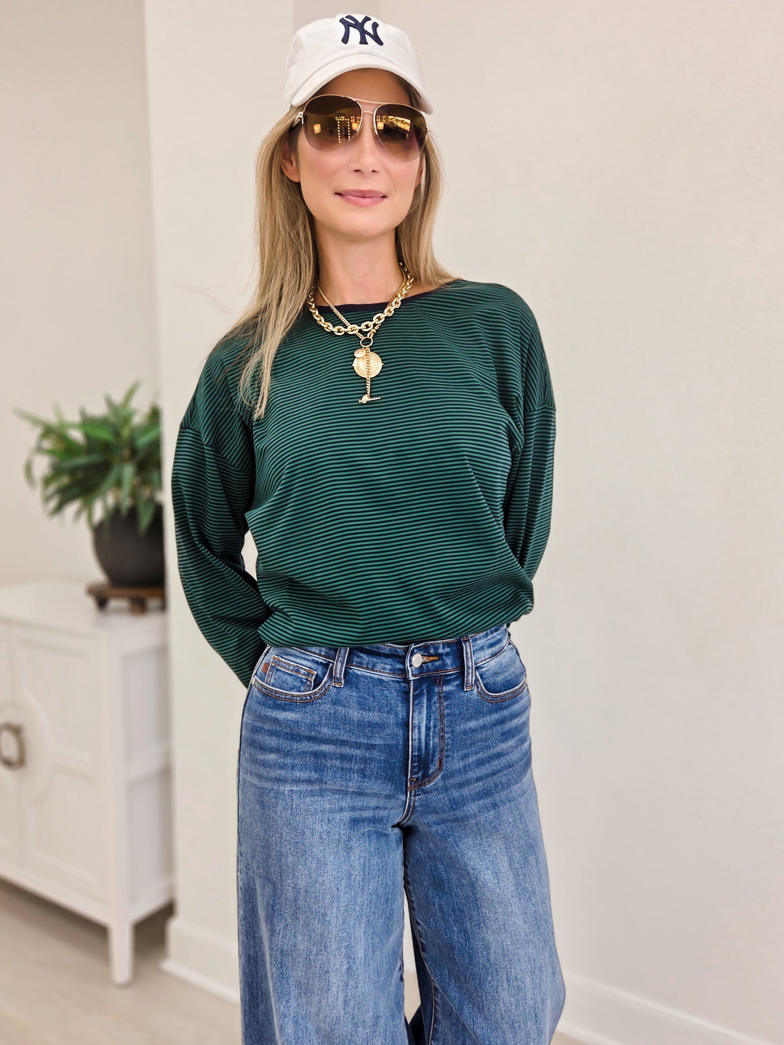 Long Sleeve Striped Knit Tee