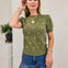 Embroidered Polka Dot Short Puff Sleeve Knit Sweater