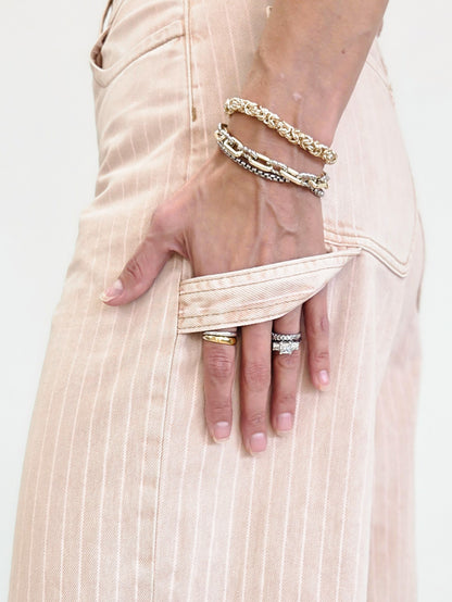 Striped Pattern Cuffed Hem Pant
