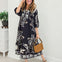 Botanical Print Split Neck Tiered Midi Dress