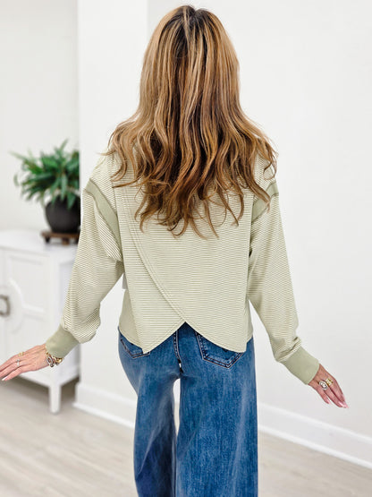 Striped Crewneck With Tulip Back Hem