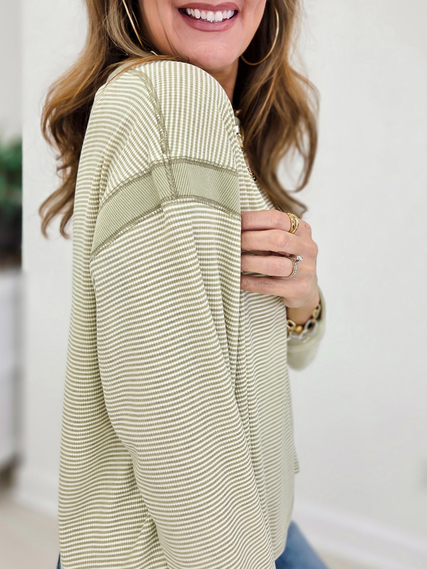 Striped Crewneck With Tulip Back Hem