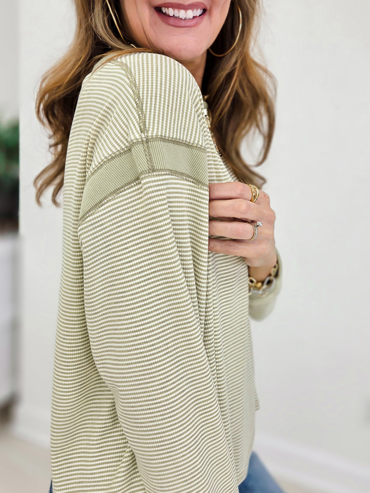 Striped Crewneck With Tulip Back Hem