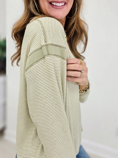 Striped Crewneck With Tulip Back Hem