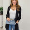 Solid Open Front Smocked Sleeve Flowy Cardigan