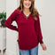 Ribbed V-Neck Smocked Sleeve Tunic Top