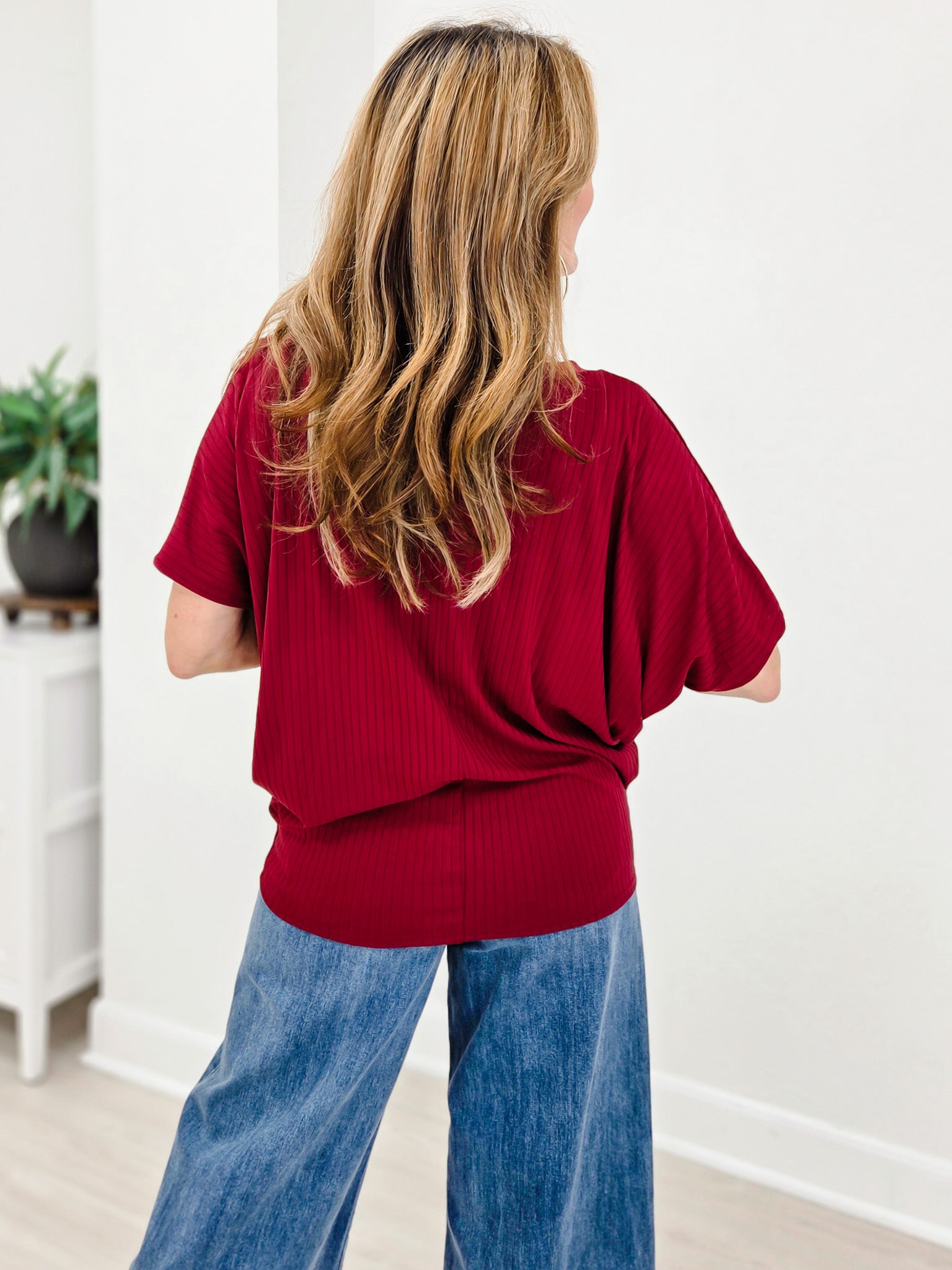 Soft Rib V-Neckline Ruched Top