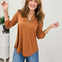 Ruffled Collar Lizzy 3/4 Sleeve Lightweight Blouse-C