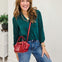 Ruffled Collar Lizzy 3/4 Sleeve Lightweight Blouse-A
