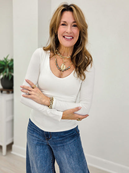 V Neck Double Layered Longsleeve Top