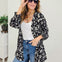 Floral Open Front Smocked Sleeve Flowy Cardigan