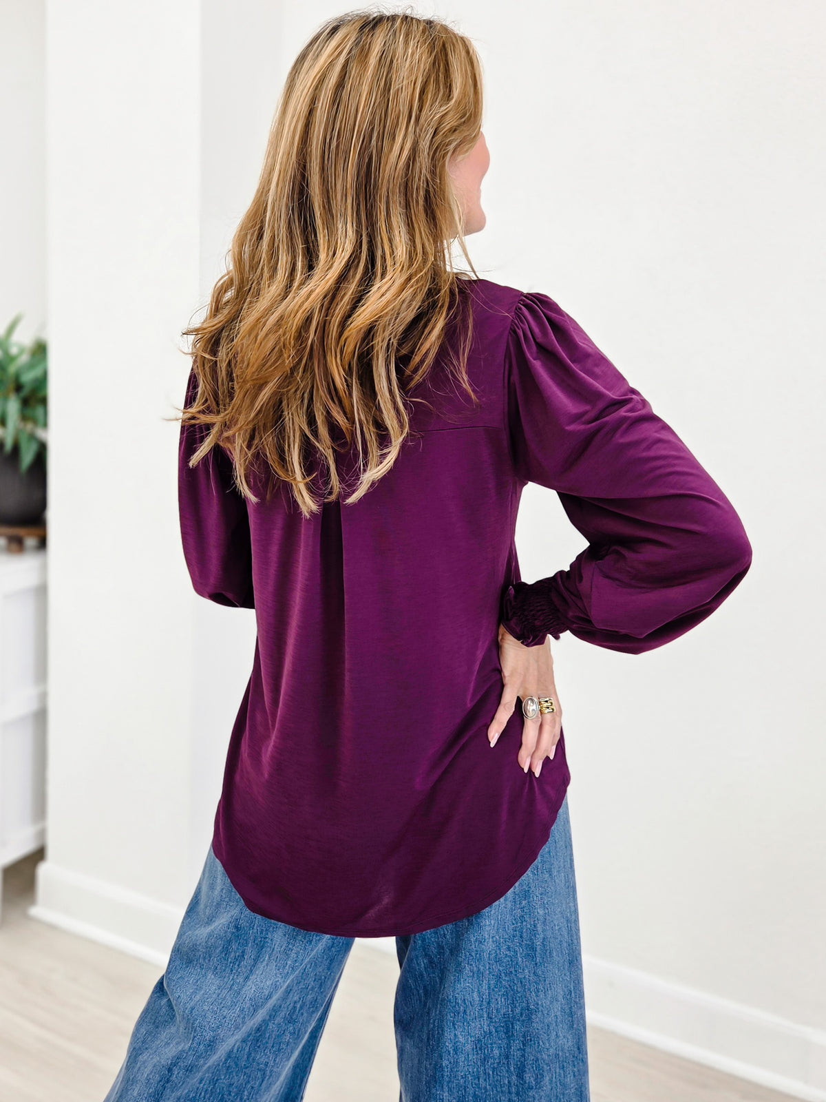 Smocked Long Sleeve Lizzy Blouse Top