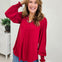 Jewel Red Smocked Long Sleeve Lizzy Blouse Top