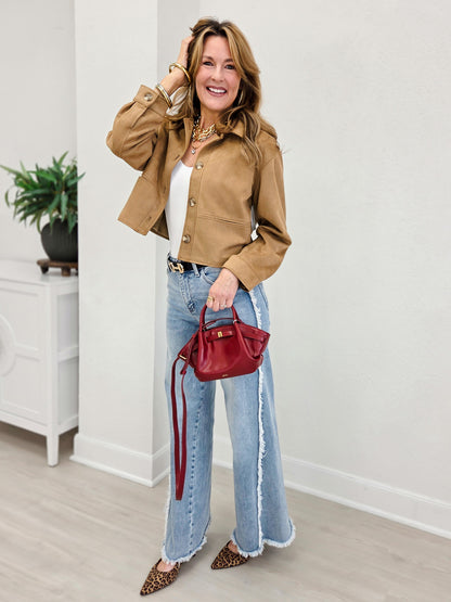 Judy Blue MAVERICK Hi-Rise Retro Wide Leg Raw Twisted Out Seam Jeans