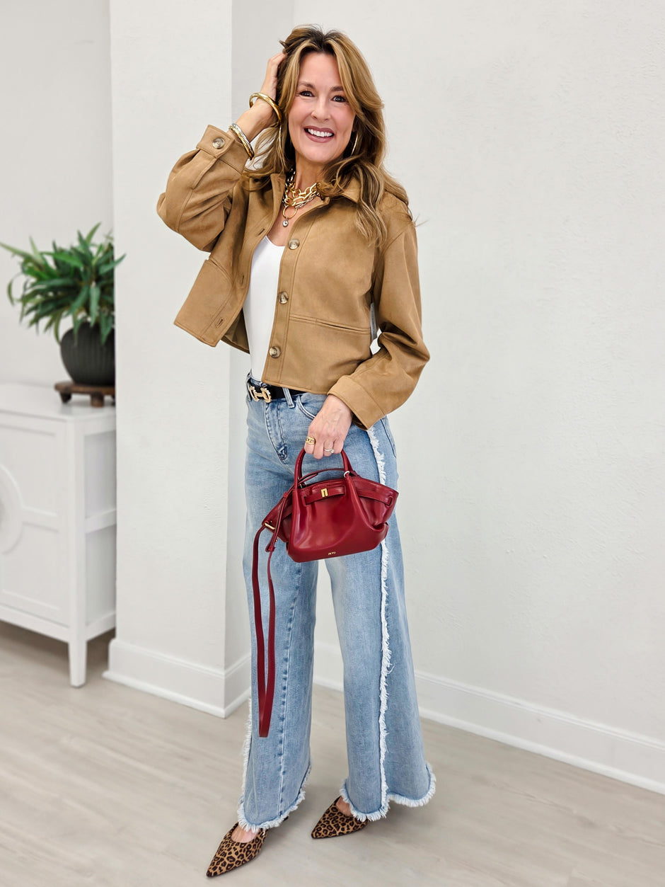 Judy Blue MAVERICK Hi-Rise Retro Wide Leg Raw Twisted Out Seam Jeans