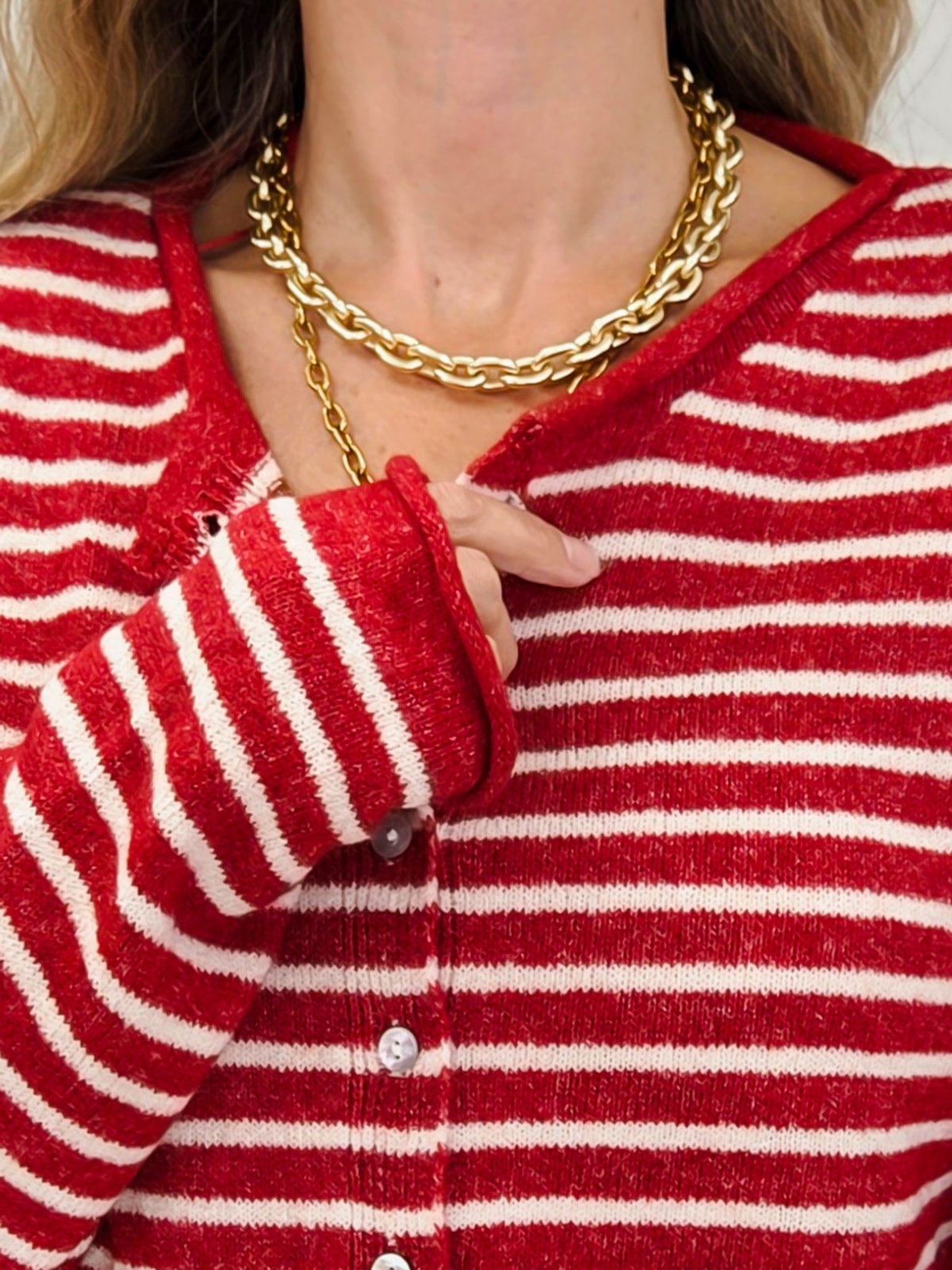 Button Down Stripe Cardigan Sweater