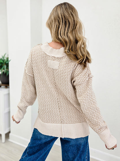 Contrast Stitch V Neck Sweater
