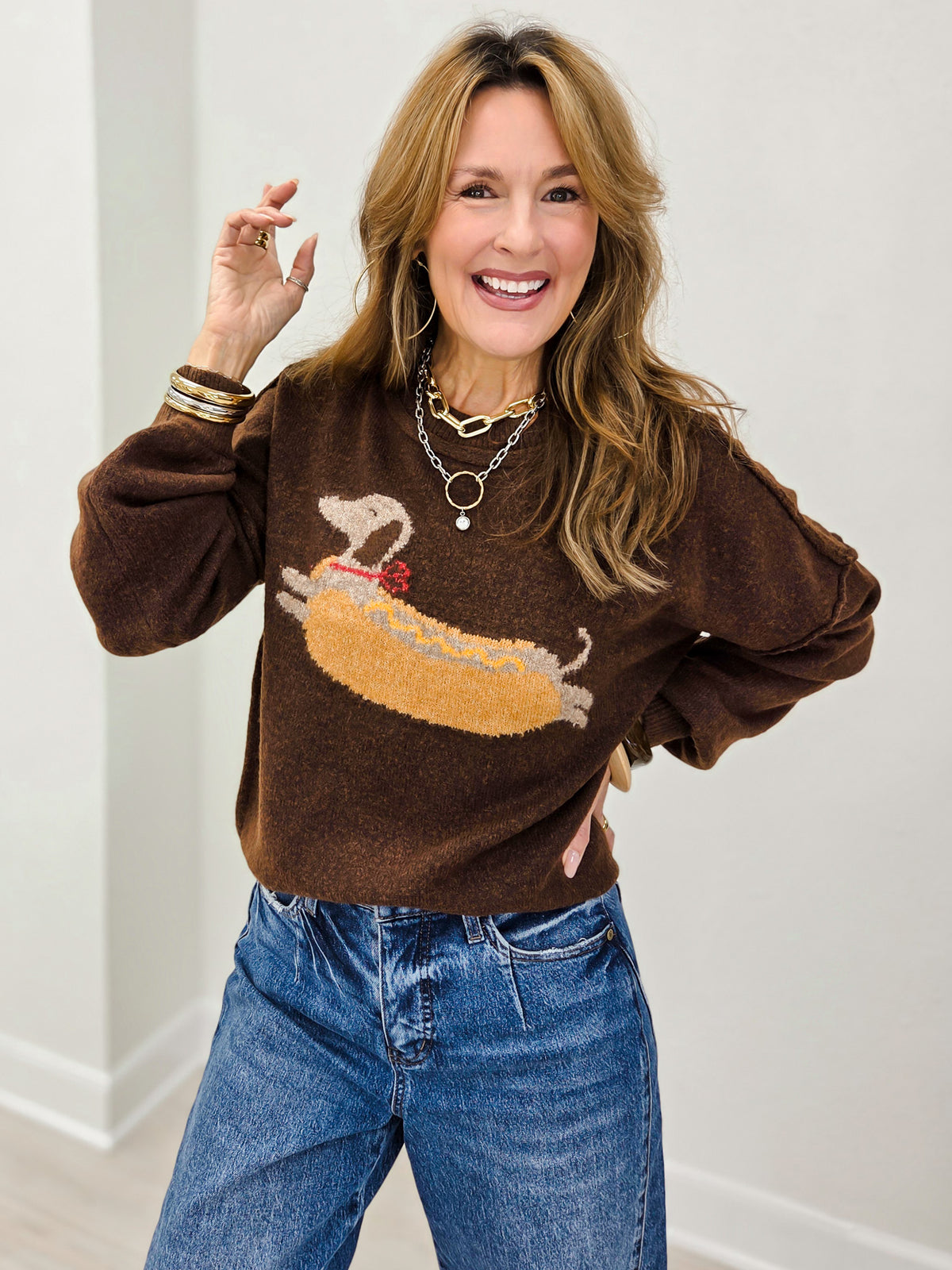 Hot Dog-Dog Graphic Sweater