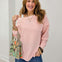 Long Sleeve Boat Neck Waffle Knit Top