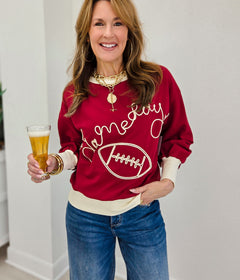 Oversized Sweatshirt Featuring Gameday Embroidery