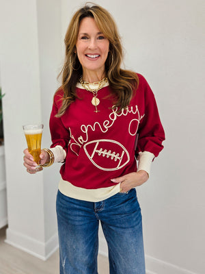 Oversized Sweatshirt Featuring Gameday Embroidery