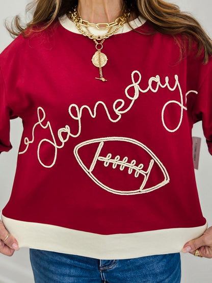 Oversized Sweatshirt Featuring Gameday Embroidery
