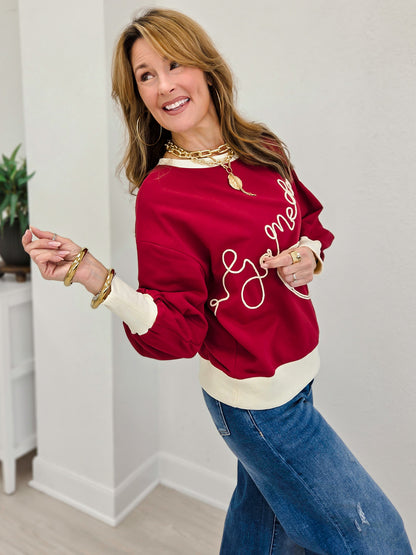 Oversized Sweatshirt Featuring Gameday Embroidery