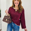 Boat Neck Long Sleeve Knit Sweater With Contrast Trim