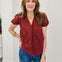 Lace Detail Puff Sleeve Button Down Blouse