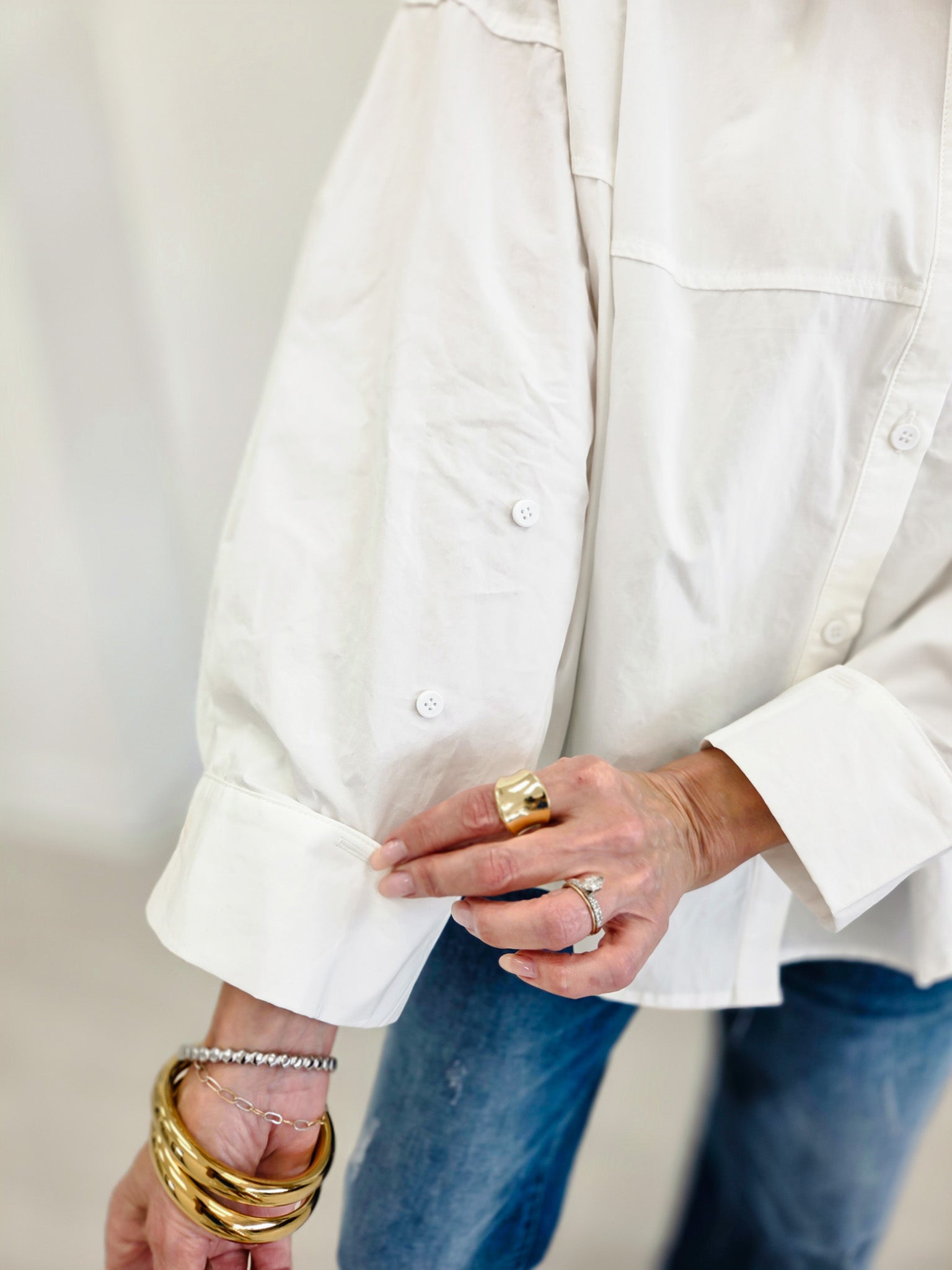 Claire Poplin Oversized Button Down Top
