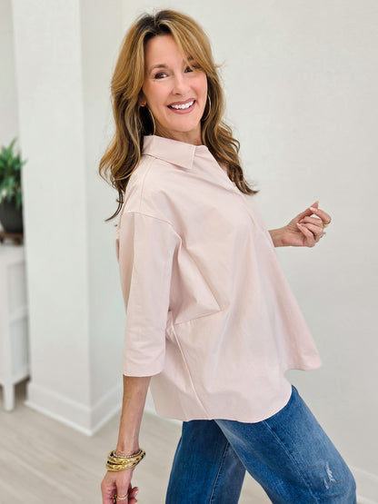 Kaia Modern Oversized Button Down Top
