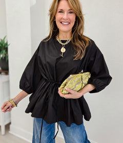 Brielle Cotton Drawstring Blouse