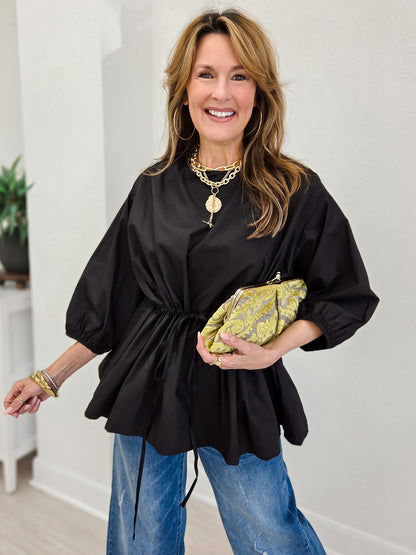 Brielle Cotton Drawstring Blouse
