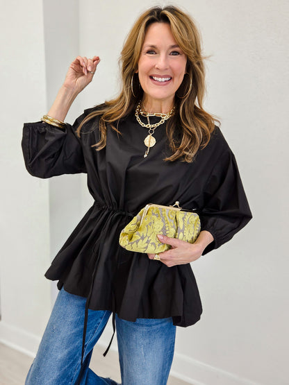 Brielle Cotton Drawstring Blouse
