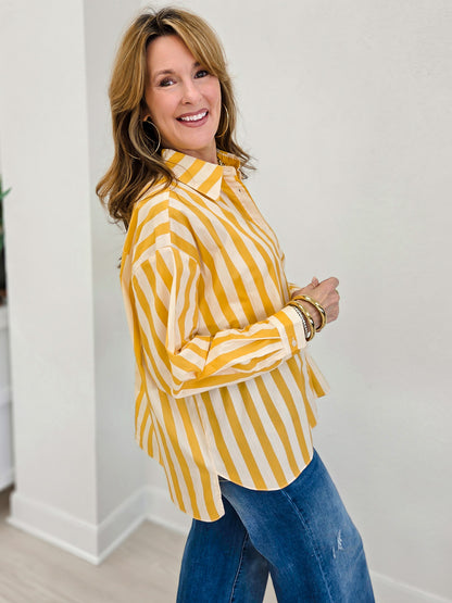 Sue Classic Stripe Button Down Shirt