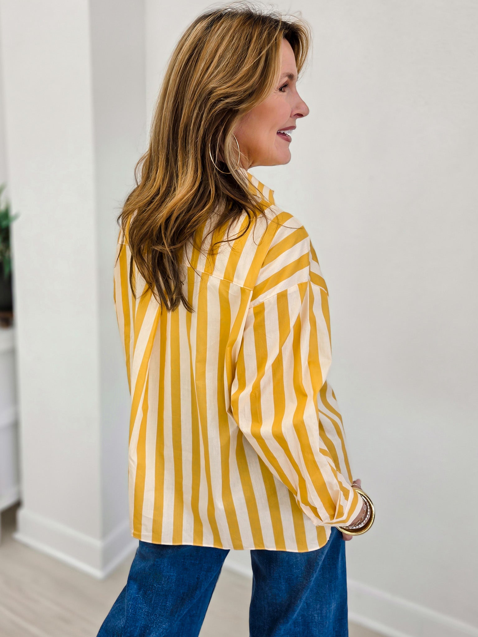 Sue Classic Stripe Button Down Shirt