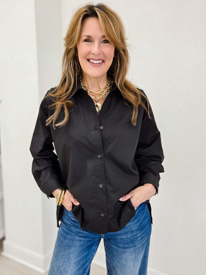 Ava Relaxed Fit Long Sleeve Poplin Blouse