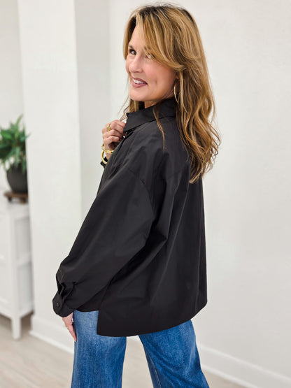 Ava Relaxed Fit Long Sleeve Poplin Blouse