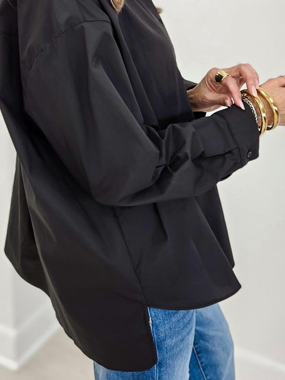 Ava Relaxed Fit Long Sleeve Poplin Blouse