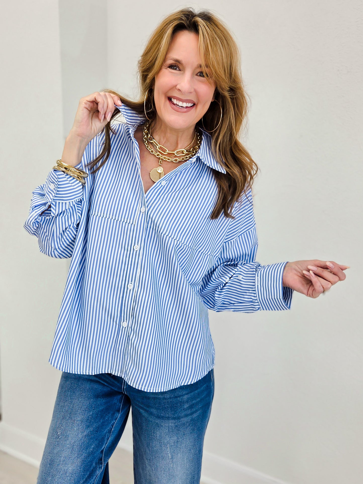 Claire Poplin Oversized Button Down Shirt