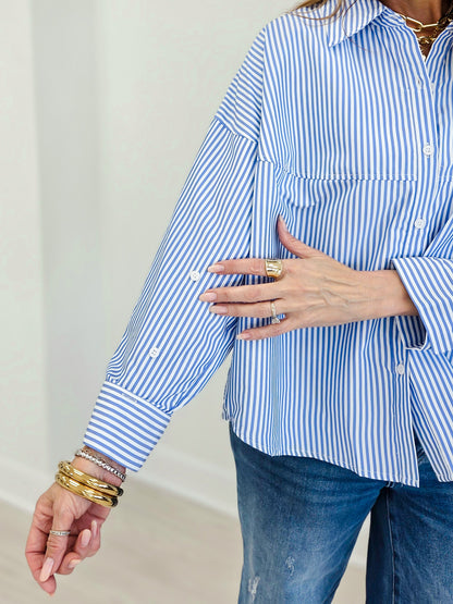 Claire Poplin Oversized Button Down Shirt