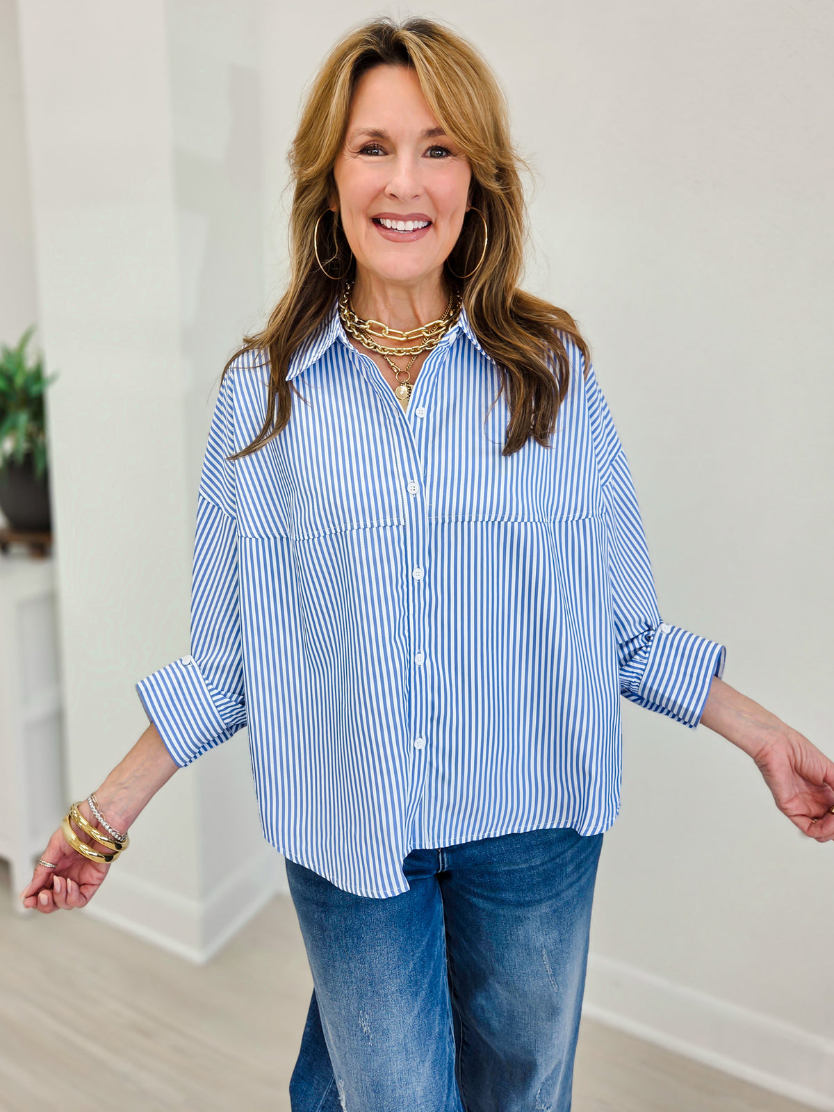 Claire Poplin Oversized Button Down Shirt
